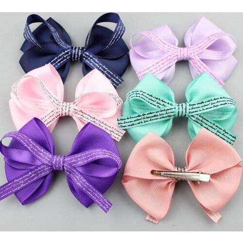 20 pcs/lot, Grosgrain Ribbon Bow Hair Clips, Children Girls Boutique Hair Bow Clips Hair Accessories