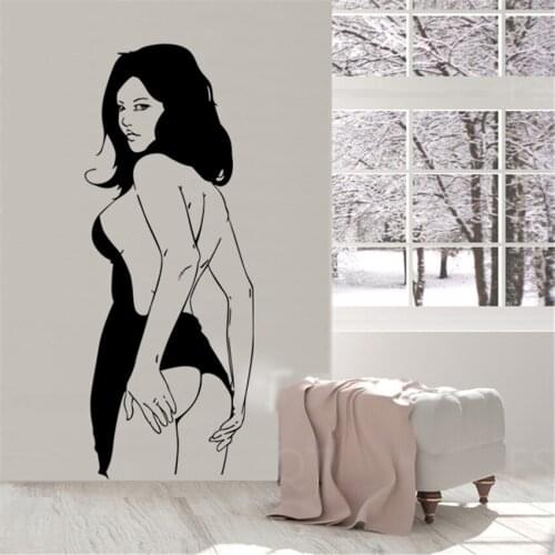 Girl Woman Silhouette Wall Sticker For Student Dorm Bar KTV Decor Sexy woman Wall Decal Vinyl Bedroom Decoration Stickers C579