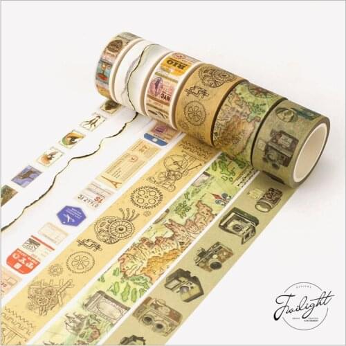 Ancient Camera Map Retro Stamps Formula Travelling Decoration Washi Tape DIY Planner Diary Scrapbooking Sticker Masking Tape