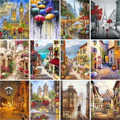 EverShine Diamond Painting City Diamond Mosaic Full Square Drill Street Cross Stitch Landscape Home Decor Picture Rhinestones