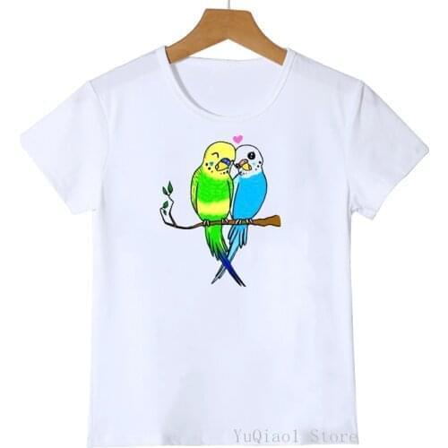 Cute parrot love Cockatoo bird print t shirts girls boys funny kawaii kids clothes graphic tshirt camisetas summer fashion tops
