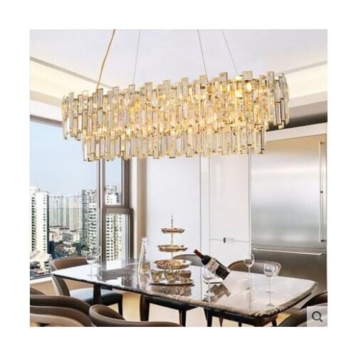 Crystal dining room lights Post-modern chandeliers Rectangular creative dining room lights Golden luxury new home lamps