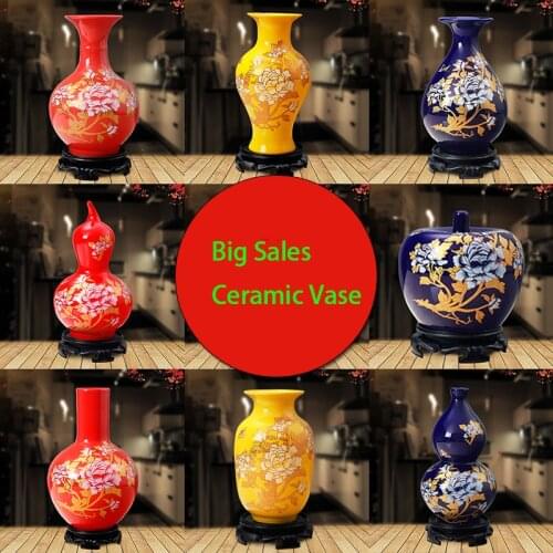 Chinese Colorful Ceramic Vase Figurines Home Furnishing Decoration Crafts Fengshui Accessories Office Room Desktop Ornaments Art