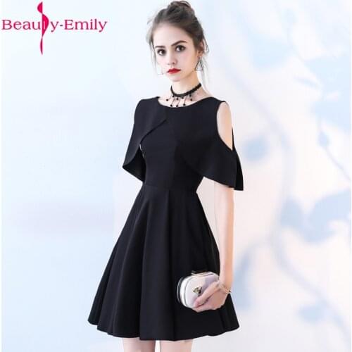 Short Evening Dress 2018 Graduation O-neck Black evening gowns A-line Formal Dress Homecoming Dresses Robe De Soiree