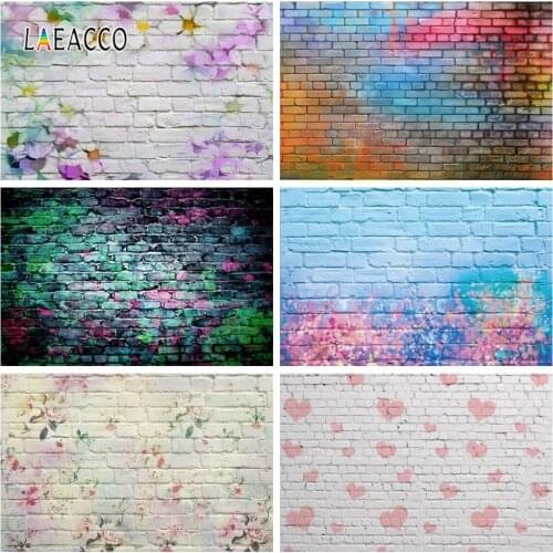 Laeacco Dark Brick Wall Graffiti Baby Portrait Grunge Photography Backdrops Vinyl Photo Backgrounds For Photo Studio Photophone
