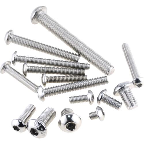 M2 M2.5 M3 M4 M5 M6 M8 304 Round Stainless Steel Hex Socket Button Head Allen Bolt Screw ISO7380 M2*3 M2.5 *4 M3*4 M4*6 M6*8