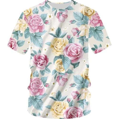 Fashion Womens T-shirt Men T Shirt 3d A Variety Of Beautiful Flowers Print White Black Tshirt Unisex Tee Tops Casual 5XL