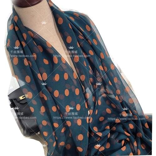 Fashion Dots Printing Chiffon Scarves Georgette Scarf Women 180X70cm Large Long Soft Wrap Scarf Silk Shawl Beach Scarf bandanas