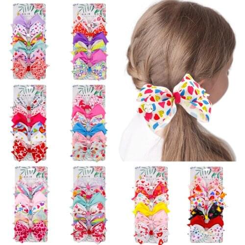 Fashion Childrens Bow Set, European and American Girls' Love Bow Hairpin, Valentines Day 6 Colors