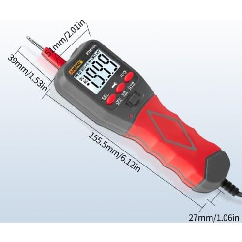 PTM16A Auto Range Pen Type Multimeter 1999 Count AC/DC Data Retention Voltage Resistance Diode Tester with Flashlight