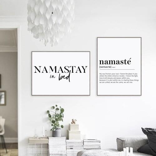 Namastay In Bed Art Prints Namaste Definition Canvas Painting Yoga Artwork Zen Prints Modern Wall Pictures Bedroom Home Decor