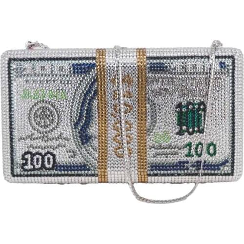 New crystal Money USD bags Dollar Design Luxury Diamond Evening Bags Party Purse Clutch Bags sc992