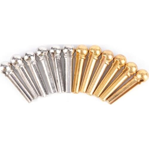 New 6 Pcs Guitar Strings Nail Metal Acoustic Guitar Bridge Pins Brass Guitar Strings Fixed Cone String Pins String Nails