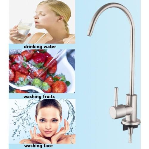 New Gooseneck Kitchen Water Faucet Chrome Direct Drinking Tap Water Plated 1/4 Inch Connect Hose Reverse Osmosis Parts Purifier
