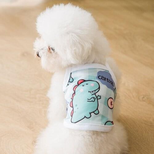 Pet Dog Clothes Cartoon Dinosaur Cute Dog Vest T-shirt Summer For Puppy Breathable Pullover Costume Chihuahua Yorkshire Outdoor