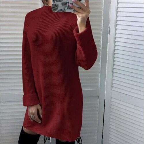 Autumn And Winter Hot Style Dress Sexy High-Neck Feature Long-Sleeved Sweater Dress Dropshipping Fulfillment Drop Ship