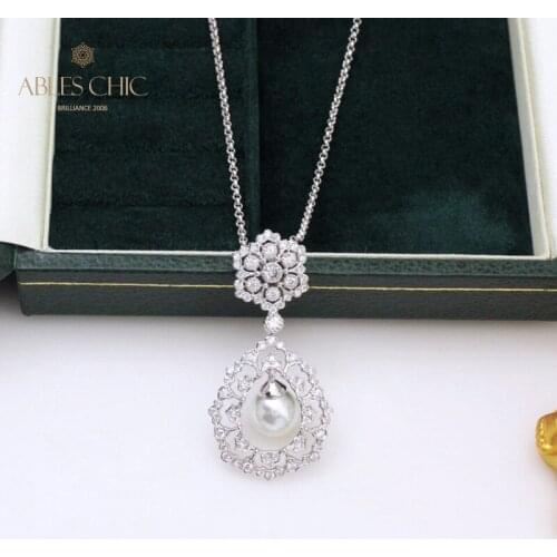 925 Silver Filigree Teardrop Pearl Pendant Renaissance 18K Gold Tone Floral Theme Necklace Vintage Fine Jewelry C11N3S25725