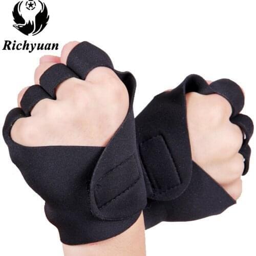 Weight Lifting Gym Gloves Cross Training Bodybuilding Fitness Palm Padded Fingerless Gloves Neoprene Bar Grip Mittens
