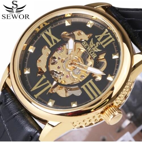 Luxury Men Watch Skeleton Clock Male Leather Strap Steampunk Fashion Casual Automatic Mechanical Watches 2017 relogio masculino