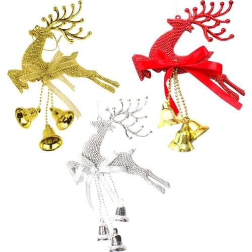 Merry Christmas Decorations Silver Gold Xmas Baubles Chital Christmas Tree Ornament Reindeer Party Decor Hanging