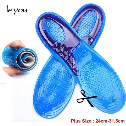 Leyou Silicon Insole Arch Support Soft Sport Insoles Pad for Sneakers and Hiking Shoes Gel Insole Plantar Fasciitis
