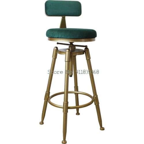 Nordic Bar Chair Bar Chair Rotary Lift Chair High Footed Stool Iron Back Home Bar Stool Modern Simplicity