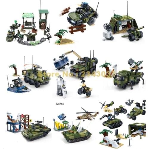 Military Swat Ww2 Tank Helicopter Cannon Missile Truck Armoured Vehicle Boat Motorcycle Building Blocks Toy