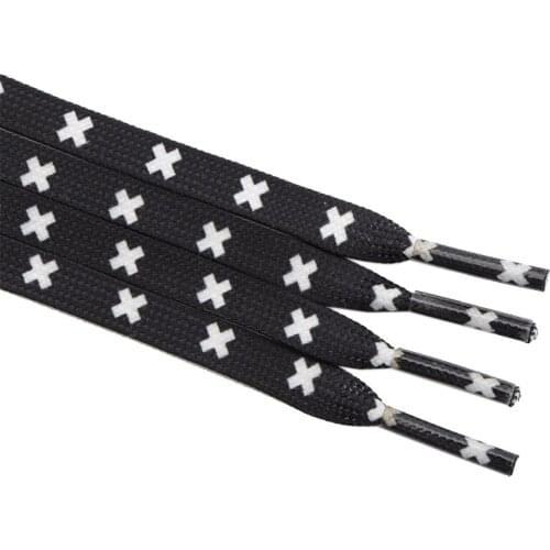 Weiou 8MM Black White Lace Easy Suit For Canvas Sneaker Heat Transfer X Symbol Printing Special Shoelace 10 pairs/lot In Selling