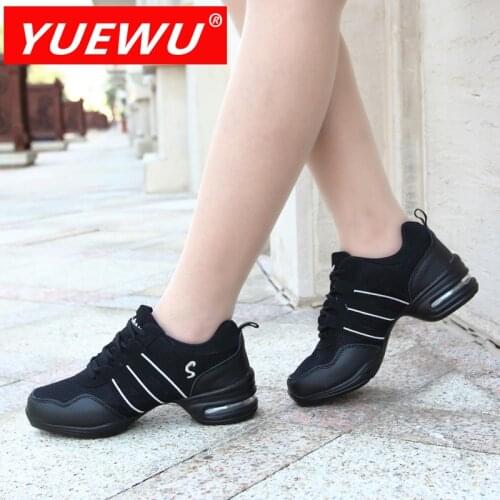 YUEWU Fashion Classic Women’s Dance Shoes Square Jazz Soft Soled Shoes Women’s Lace−up Versatile Net Surface Shoes