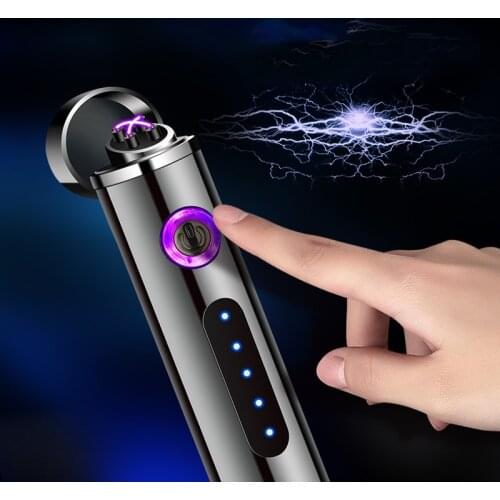 2021 New Dual Arc USB Lighter Rechargeable Electronic Lighter LED Screen Plasma Power Display Thunder Lighter Gadgets For Man
