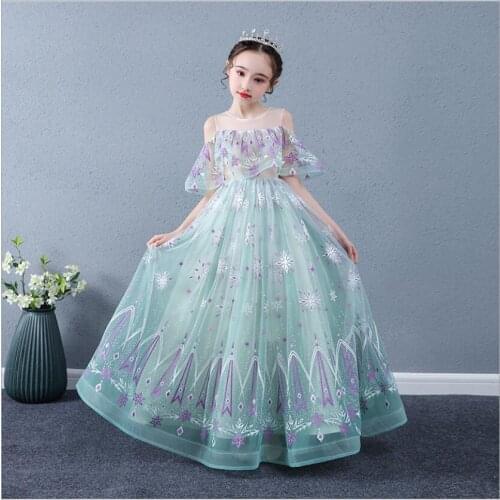 Green Lace Girl Princess Dress For Weddings Party Embroidery Tulle Birthday Flower Girl Clothes Holy Communion Pageant Costume