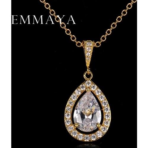 Emmaya Water Drop Pendants Top White Gold Color Women High Quality Necklace Fashion Crystal Jewelry