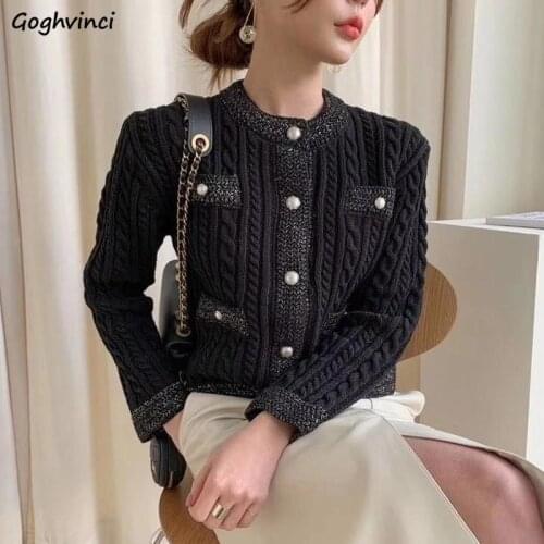Women Cardigans Autumn Elegant Lady Button O-neck Long Sleeve Knitted Sweaters Art Vintage Korean Style Ulzzang Casual Warm Ins