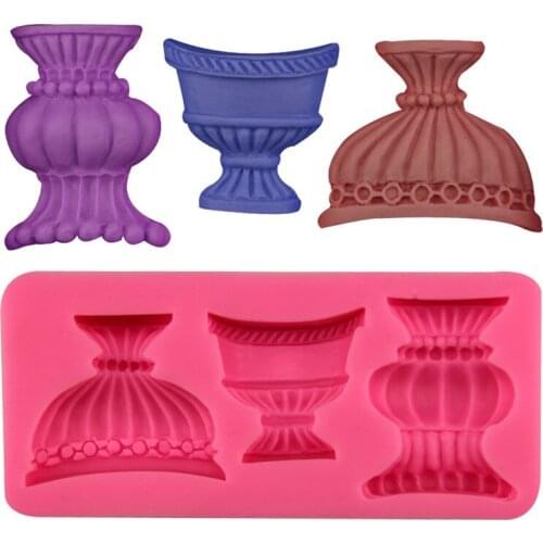 1Pcs 3D Flower Bottle Shape Fondant Cake Stencils Chocolate Vase Candy Mould Kitchen Cake Decorating Tools
