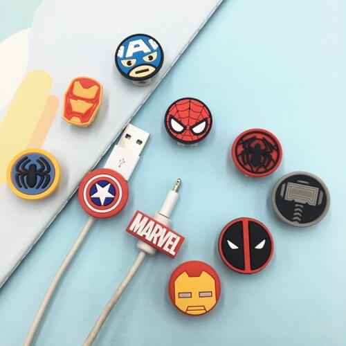 100pcs Marvel USB Cable Earphone Protector Management Data Line Organizer Clip Protetor De Cabo Cable Winder For IPhone Android