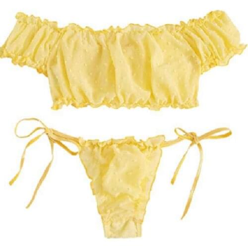 New Bra Suit Lace Sexy Foreign Trade European And American Erotic Underwear Split Bikini Bandage Clothes Set M-XL