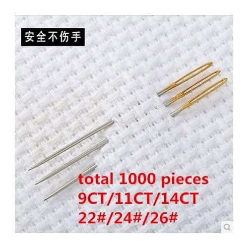 22# 24# 26# 9CT 11CT 14CT Cross Stitch Needle Embroidery Needle Total 1000 pieces