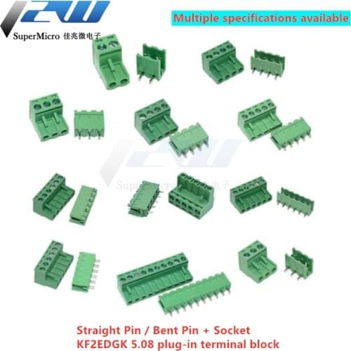 5 sets / lot KF2EDGK plug-in terminal 5.08MM connector 300V / 15APCB terminal 2/3/4/5/6/7/8
