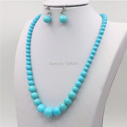 6-14mm Accessories Blue Seashell Beads Tower Necklace Chain Earbob Earrings Sets Girls Christmas Gifts Fashion Jewelry Making