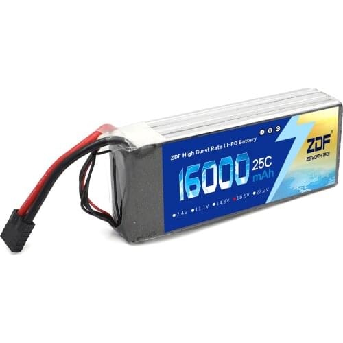 ZDF LiPo Battery 4S 5S 14.8V 18.5V 16000mah 22000mAh 25C FOR RC Drone Quadrotor Helicopter Car Boat Batteries Li-Po 4S 5S AKKU