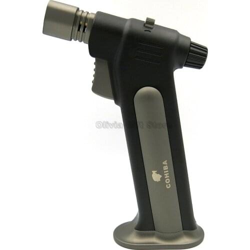 COHIBA Butane Gas Metal Table Cigar Cigarette Lighter 1 Torch Flame Jet Windproof With Gift Box Tobacco Smoking Lighter Tool