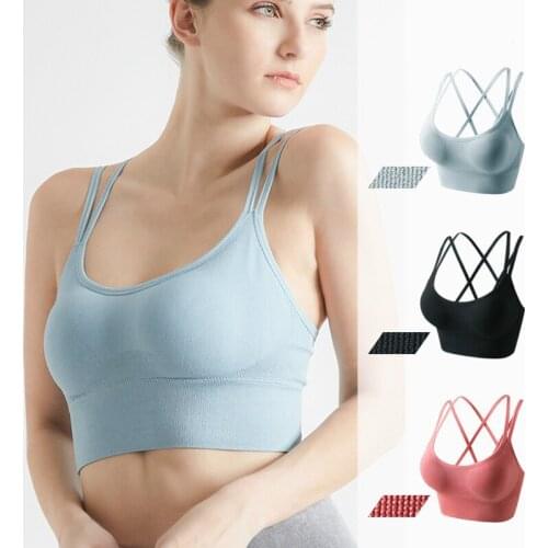 2020 New High Quality Sports Bra Top Sports Underwear Womens Back Yoga Fitness Bra Cross Line Running Shaping Gathered Bra