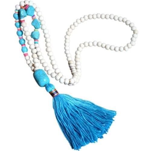 Boho Sweater Chain Ethnic Retro Tassel Long Necklace Bohemian Sweater Necklaces for Women Statement Jewelry Gifts