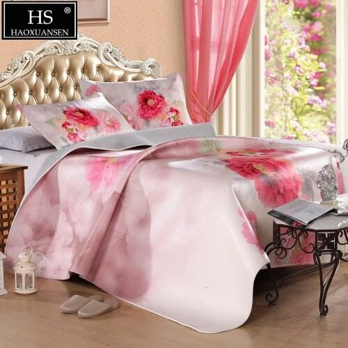 Floral Design Cowhide Mat 3PCS Full Grain Leather Mat Air Conditioner Mat Bedroom Decoration Leather Carpet Mattress King Queen