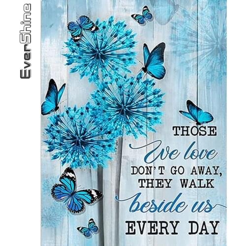 Evershine DIY Diamond Embroidery Dandelion Diamond Painting Butterfly Full Square Drill Mosaic Text Home Decoration Gift