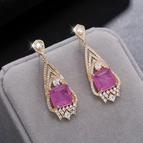 EYER Retro Ethnic Jewelry Indian Dangle Zircon Beads Water Drop Tassel Earrings Women Girls Bridal Bohemian Party Luxury Gift