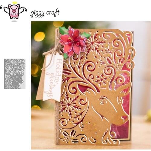 Piggy Craft metal cutting dies cut die mold Christmas reindeer frame Scrapbook paper craft knife mould blade punch stencils dies