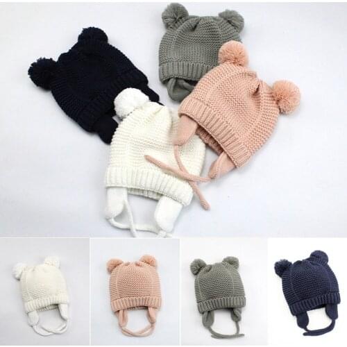 2021 Fashion Toddler Newborn Winter Autumn Warm Cap Toddler Boys Girls Solid Warm Bear Ears Shape Cute Hat