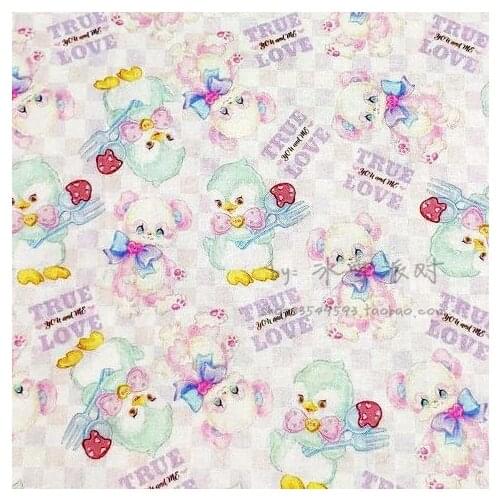 Cartoon Bear TRUE LOVE 100% Cotton Fabric for Girl Clothes Hometextile Cushion Cover Curtain DIY 105cm Width