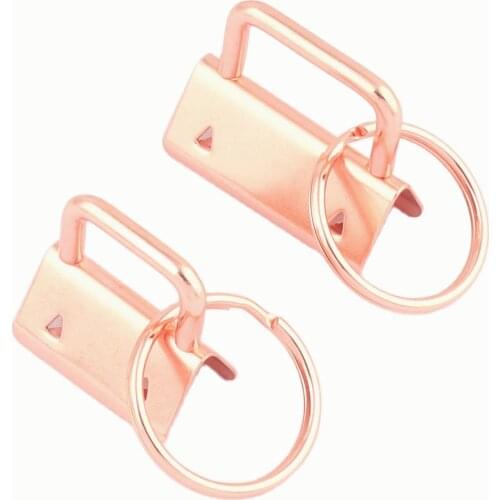 25mm Rose Gold Key Fob Key Rings Sets Metal Keychain Webbing Fabric Key Chain Purse Making Hardware Jewelry Making